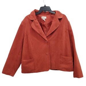 Studio Works Woman's Vintage Burnt Orange Faux Suede Blazer Jacket Plus Size 18W